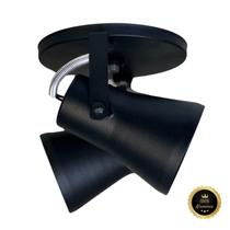 Spot Duplo de Teto Sobrepor Preto em Alumínio Luminária Moderna Direcionável