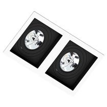 Spot Duplo Embutir Quadrado Recuado Branco Fundo Preto Ar70 Gu10