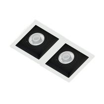 Spot Duplo Embutir Quadrado Recuado Branco Fundo Preto Mini Dicróica Gu10 Mr11 Spot Duplo Embutir Quadrado Recuado Branco Fundo Preto Mini Dicróica Gu10 Mr11