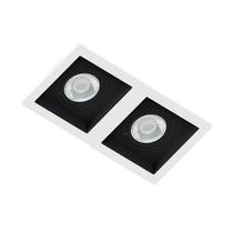 Spot Duplo Embutir Quadrado Recuado Branco Fundo Preto Para Par20 E27 Spot Duplo Embutir Quadrado Recuado Branco Fundo Preto Para Par20 E27