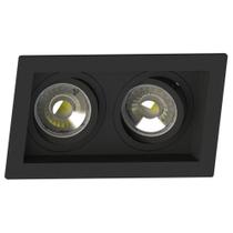 Spot Duplo Embutir Quadrado Recuado Dicroica Mr16 Preto - Save Energy