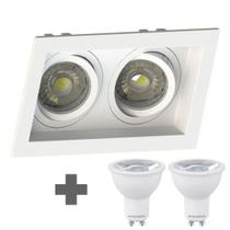 Spot Duplo Embutir Quadrado Recuado Mr16 Branco + Led Save Energy 4,8w 6500k