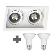 Spot Duplo Embutir Quadrado Recuado Par20 Branco + Led Stella 5,5w 3000k