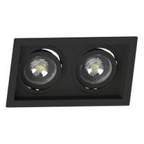 Spot Duplo Embutir Quadrado Recuado Par20 Preto