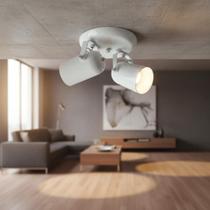 Spot Duplo na Canopla em alumínio Para 02 lâmpadas Padrão E27 Direcionável 360 Graus Ideal para Sala, Lavabo, Quarto, Banheiro, Quintal, entre outros