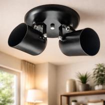 Spot Duplo na Canopla em alumínio Para 02 lâmpadas Padrão E27 Direcionável 360 Graus Ideal para Sala, Lavabo, Quarto, Banheiro, Quintal, entre outros
