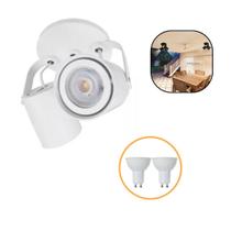 Spot Duplo Redondo Direcionável 6,5x7,5 C/base Branco + 2 Lâmpadas 4,8w