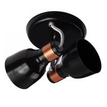 Spot Duplo Redondo Sobrepor Teto Direcionável 110V 220V Alumínio Preto Moderno Rústico Cobre Slim Soquete E27 Lâmpada Luz Retro Colonial Luminária