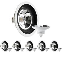 Spot emb red ar111 borda br recuo pt gu10 + lampada ar111 12w 24 765lm 4000k gu10 85240v