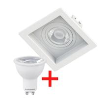 Spot Embutido Quadrado MR16 Recuado + Lâmp LED Dicroica 4,8w