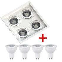 Spot embutido quadrado quadruplo recuado dicroica branco 4 lâmpada mr16 4,8w 3000k 4000k 6500k
