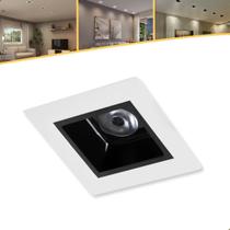 Spot Embutir De Led 2w 3000k Mini Quadrado Pra Teto Branco Preto