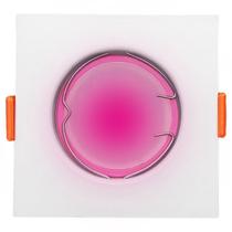 Spot Embutir Quadrado Branco Incluso Lâmp Led Rosa 4W Bivolt