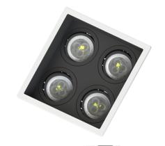 Spot Embutir Quadrado Preto ABS Recuado Branco P/ 4xMR11