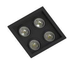Spot Embutir Quadrado Preto ABS Recuado P/ 4xMR16 Dicroica