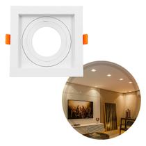 Spot Embutir Quadrado Recuado Foco Orientável ABS p/ MR16 GU10 Delis ST3249 - Branco