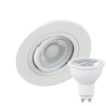 Spot Embutir Redondo Face Plana Dicroica MR16 Branco + Lâmpada Dicroica 4,8w 6500k