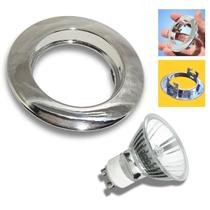 Spot Embutir Redondo Fixo Cromado + Lâmpada Gu10 50W