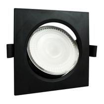 Spot LED Embutir 7W 3000K Quadrado Preto Bivolt Foxlux