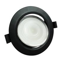 Spot LED Embutir 7W 3000K Redondo Preto Bivolt Foxlux