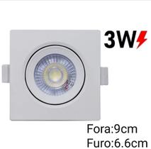 Spot LED Embutir Direcionável Quadrado 3W Bivolt 6500K Branco Frio Bivolt 9cm2.5cm9cm