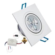 Spot led embutir quadrado para sanca de gesso drywall iluminação de teto 3W branco Quente - Alta Led