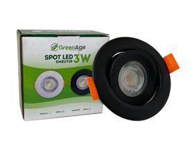 Spot Led Embutir Redondo Preto 3w Direcionavel Branco Frio