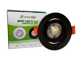 Spot Led Embutir Redondo Preto 5w Direcionavel Branco Frio