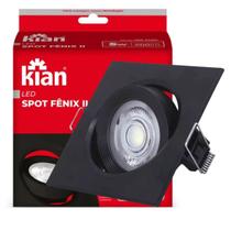 Spot led fenix quadrado mr16 5w 3000k preto kian