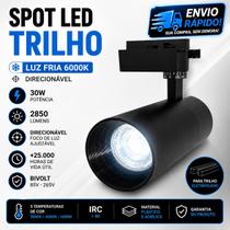 Spot Led Para Trilho Eletrificado 30w Preto Luz Fria