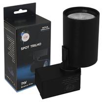 Spot Led Preto Para Trilho Eletrificado 7W Quente Bivolt