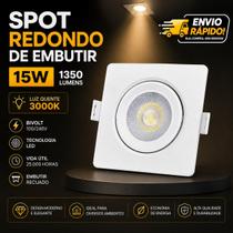 Spot Led Quadrado de Embutir Bivolt 15w Branco Quente 3000k