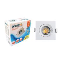 SPOT LED QUADRADO DIRECIONAVEL EMBUTIR 7W BRANCO QUENTE 3000k BIVOLT - GALAXY