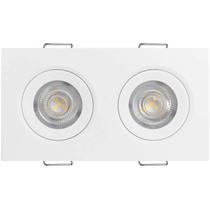 SPOT LED QUADRADO DUPLO DIRECIONAVEL EMBUTIR 10W 6500k CORPO BRANCO EMBULED