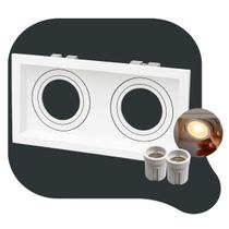 Spot Led Recuado Duo Embutir E27/Par20 Quadrado Branco Policarbonato Cod: ALUT000658 Alut By Avant