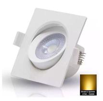 Spot LED SMD 5 watts quadrado Branco Quente Kit 10 peças