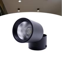 Spot Led Sobrepor Preto Redondo Luz Direcionável Bivolt 10w Luz Frio