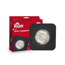 Spot LED Sobrepor Quadrado Preto 5W 3000K Branco Quente Bivolt