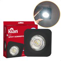 Spot LED Sobrepor Quadrado Preto 5W 6000K Branco Frio Bivolt