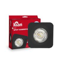 Spot LED Sobrepor Quadrado Preto 5W 6000K Branco Frio Bivolt