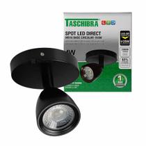 Spot LED Taschibra Direct MR16 1X4W Preto - Base Circular
