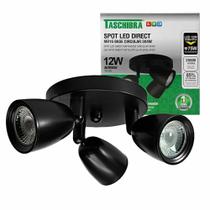 Spot LED Taschibra Direct MR16 3X4W Preto - Base Circular