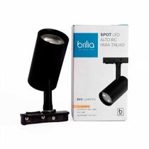 Spot LED Trilho 12W Alto IRC Preto 2700K Quente Brilia