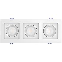Spot led triplo direcionavel recuado embutir branco 15w branco quente 3000k ctb Spot led triplo direcionavel recuado embutir branco 15w branco quente 3000k ctb