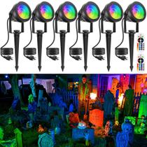 Spot Lights CREPOW Halloween RGB Outdoor Waterproof, pacote com 6 Spot Lights CREPOW Halloween RGB Outdoor Waterproof, pacote com 6
