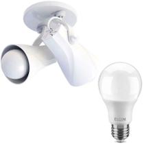 Spot Luminária ABS Duplo Branco + 2 Lâmpada 4,9W LED 6500K