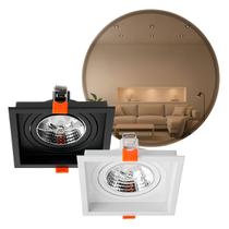 Spot Luminária de Teto Quadrado Embutir Loyo p/ LED AR70 Nordecor ST3235 -Preto