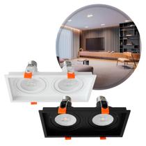 Spot Luminária de Teto Retangular Embutir Loyo p/ LED 2xPAR20 Nordecor ST3235 - Branco