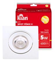 Spot Luminária Embutir Led Quadrada 5w 3000k Kian
