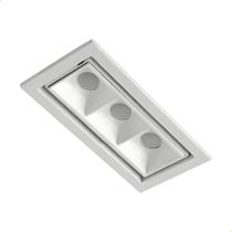 Spot Luminária Led 3 Focos Embutir Picco 6w 3000k Retangular Bivolt Luz Cor Branco Quente Amarelado 3000K Iluminação Minimalista Casa